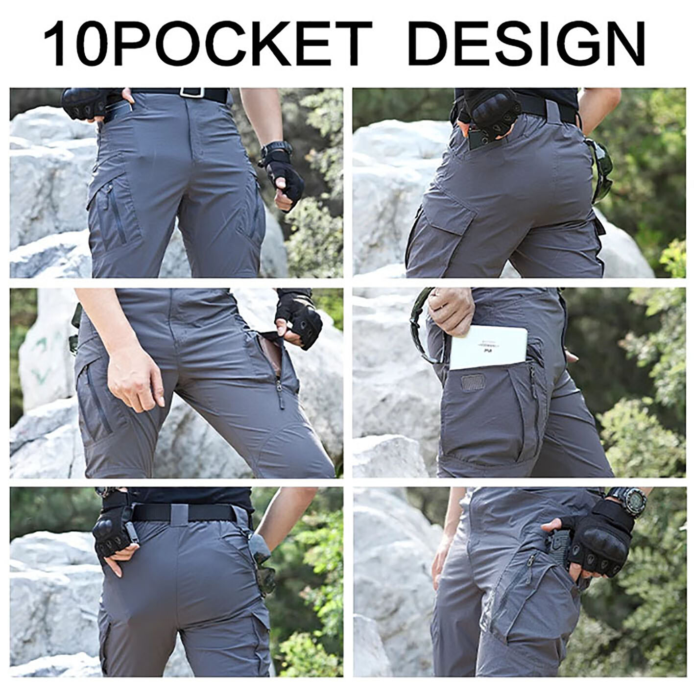 Tactical Cargo Pants for Men Waterproof Hiking Work Combat Outdoor Trousers
