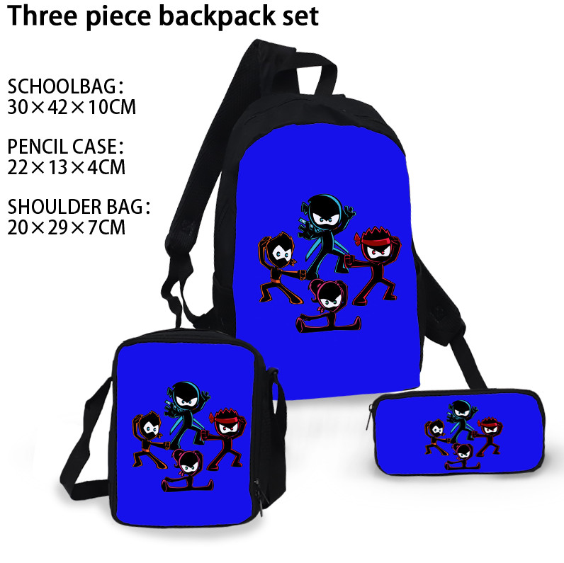 3pcs Set Ninja Kidz School Backpack Shoulder Bags Pencil Case Bag set kids bags
