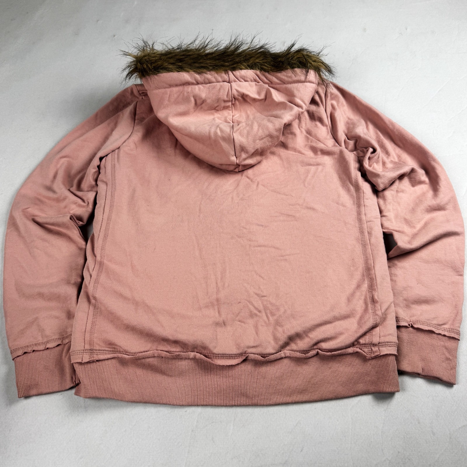 Womens Famous North Pole Sherpa Lined Fur Hood Full Zip Hoodie Jacket Pink Casua