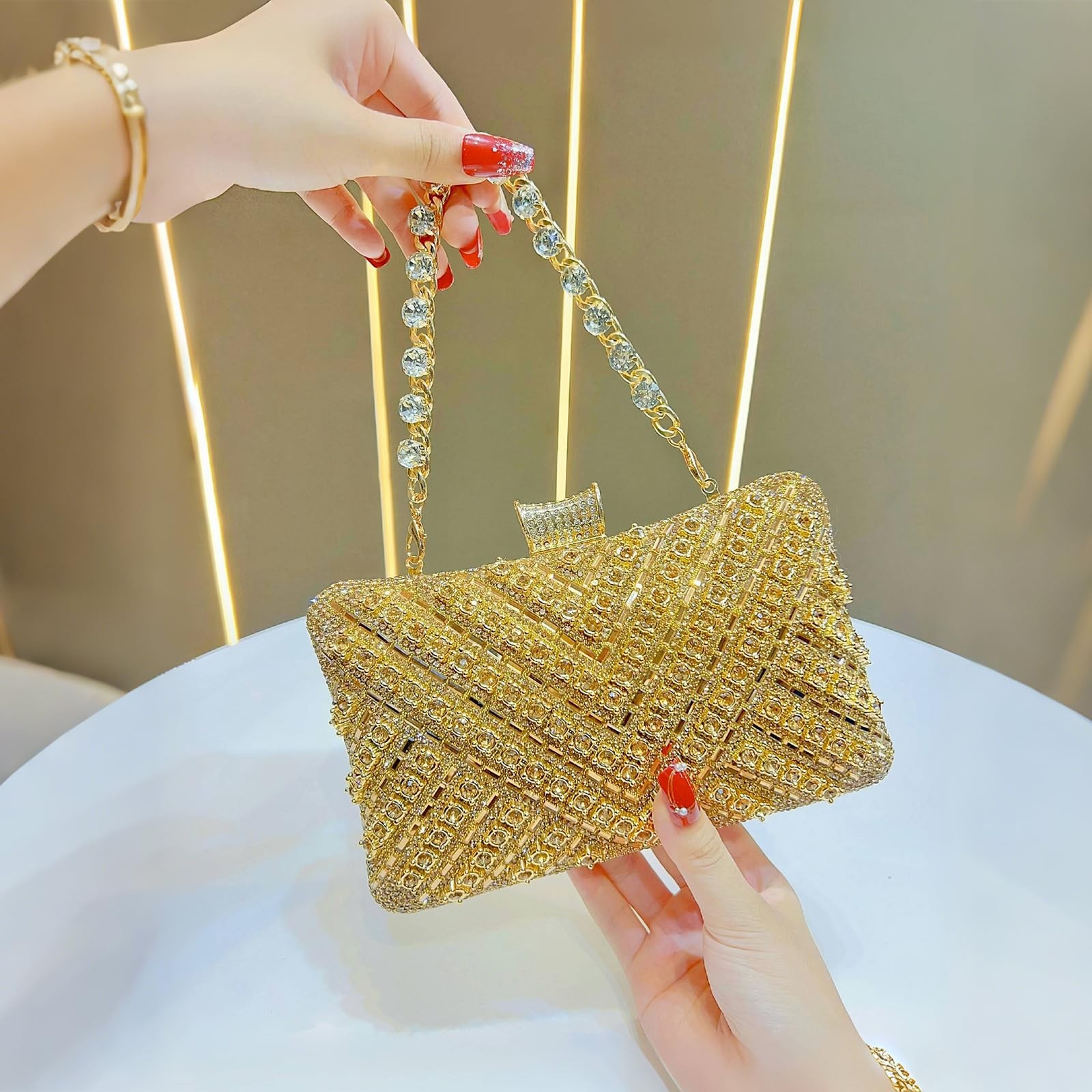 Elegant Rhinestone Clutch Purse for Women, Sparkly Evening Bag for Parties