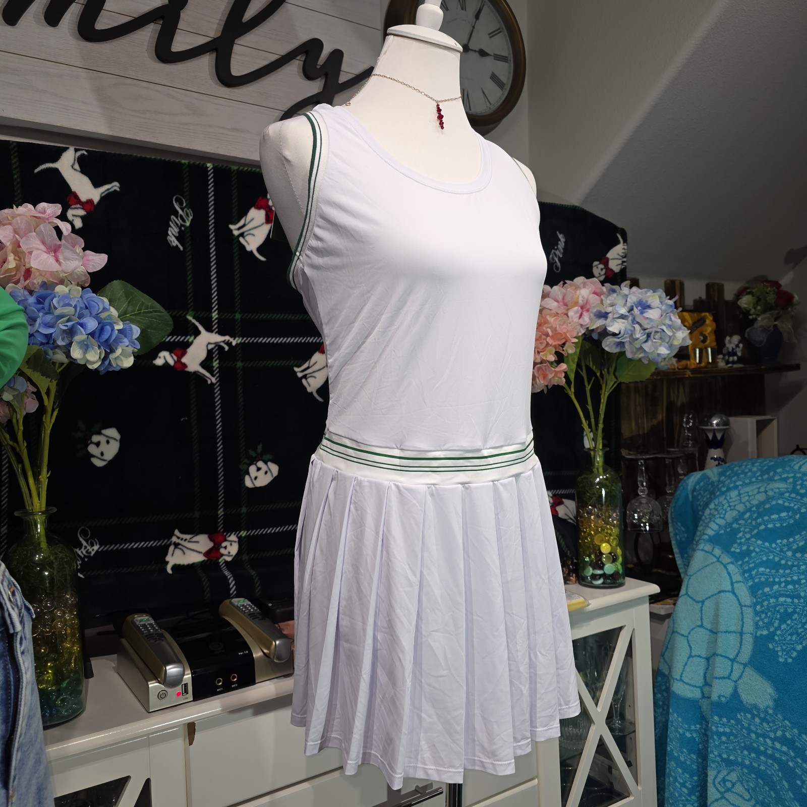 Halara Size M White Pleated Racerback Tennis Active Dress