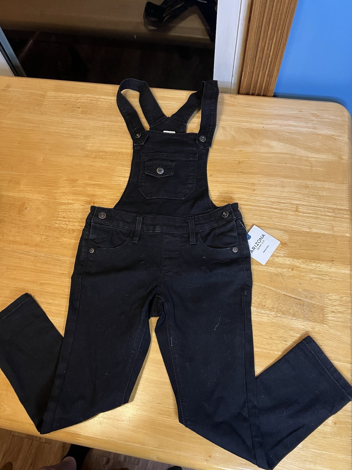 Arizona Jean Co Girls Black Denim Overalls Size 5