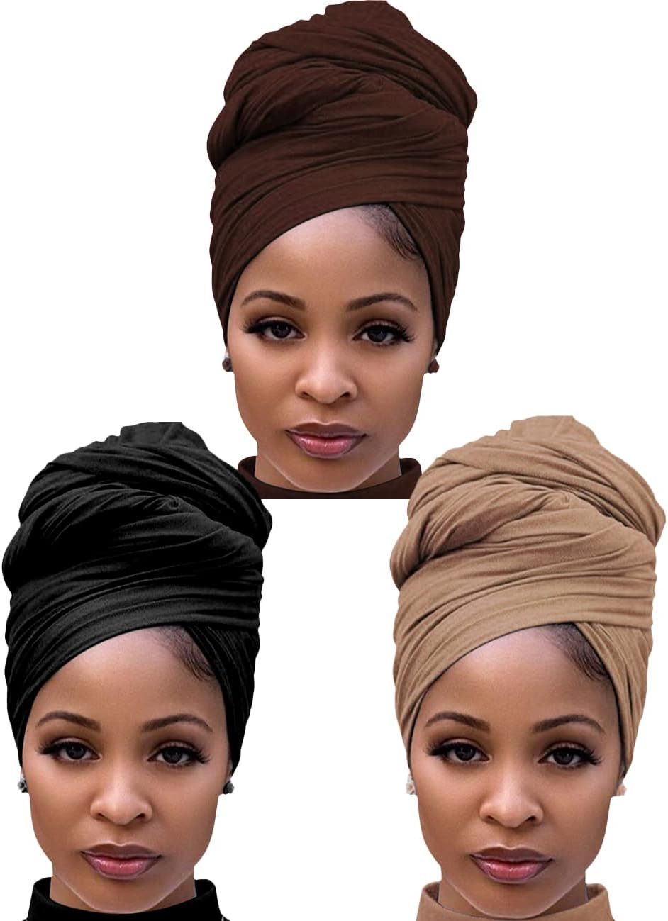 Head Wraps for Black Women Stretch Head Scarf Long African Hair Wraps Turban Hea