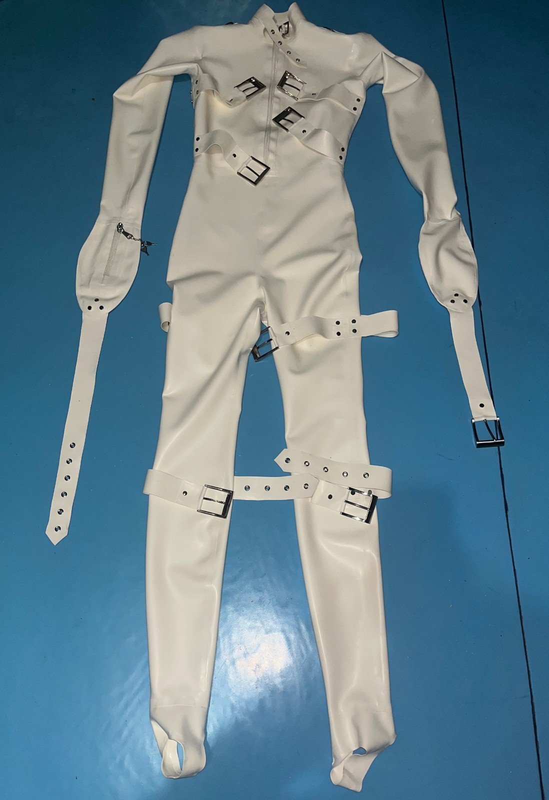 Latex Gummi D-ring Catsuit lock zip mittens stirrup socks belts customized #1475