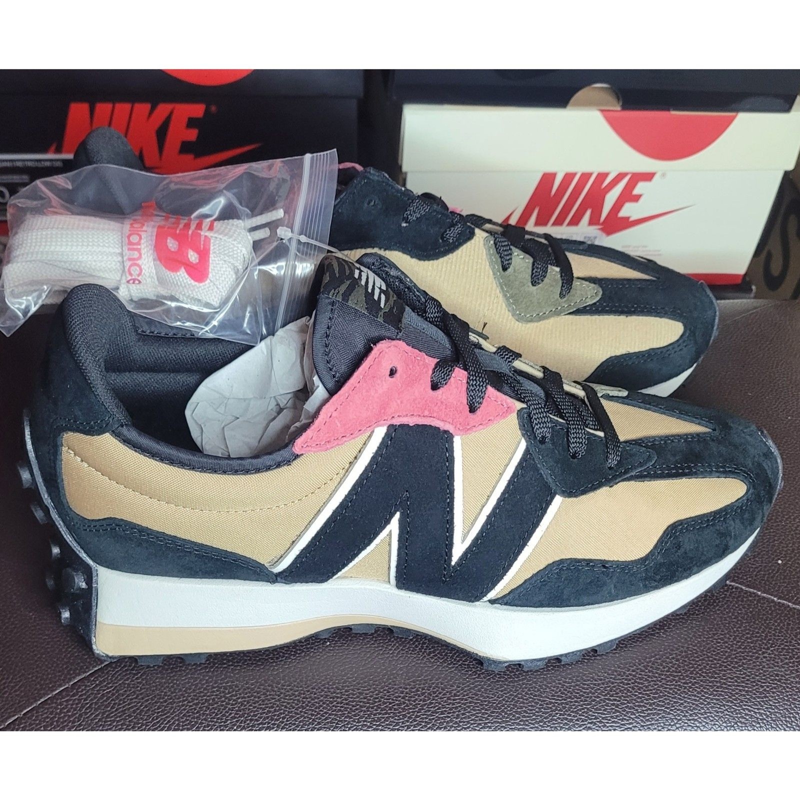 New Balance 327 Lunar New Year U327CNP Men’s Size 10 Black Tan Pink NWB