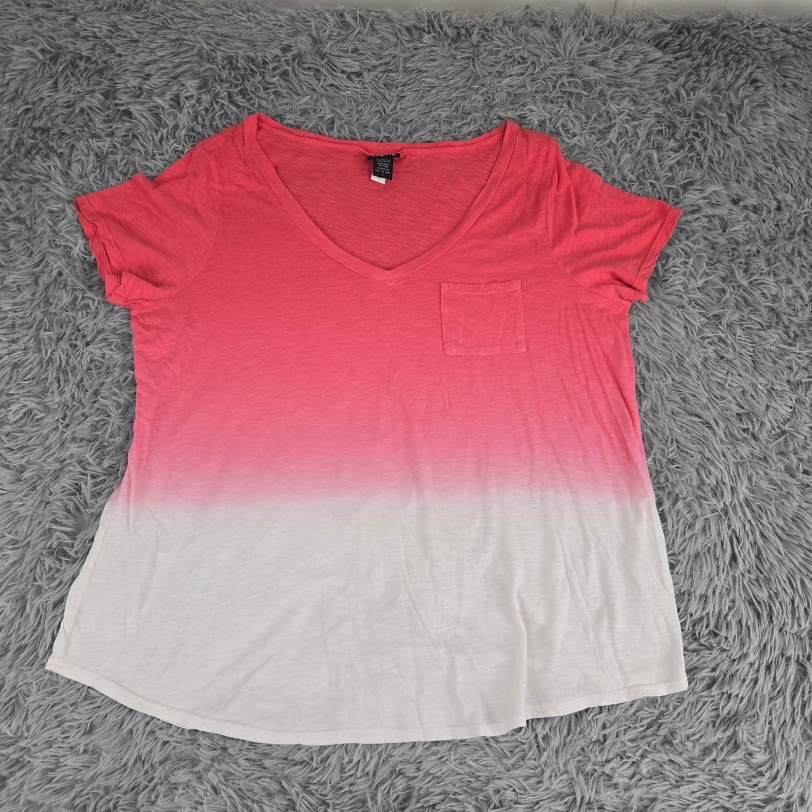 Torrid Pink Ombre Dip Dye V-Neck Pocket Tee Short Sleeve Plus Size 1 10485102