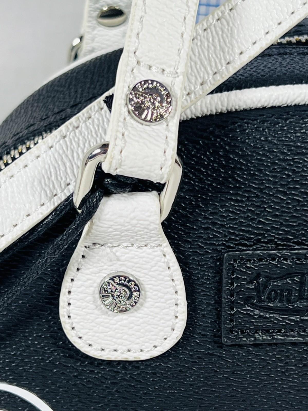 Von Dutch Classic 51 Black & White Flying Eyeball Bowling Crossbody Bag NWT Punk