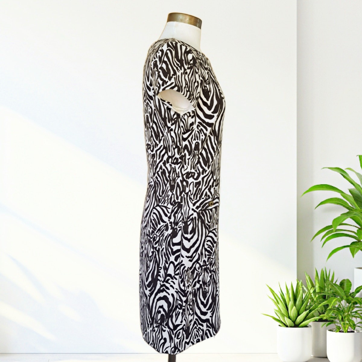LILLY PULITZER Layton Zebra Shift Dress Medium Brown Zebra Full Entourage Pocket