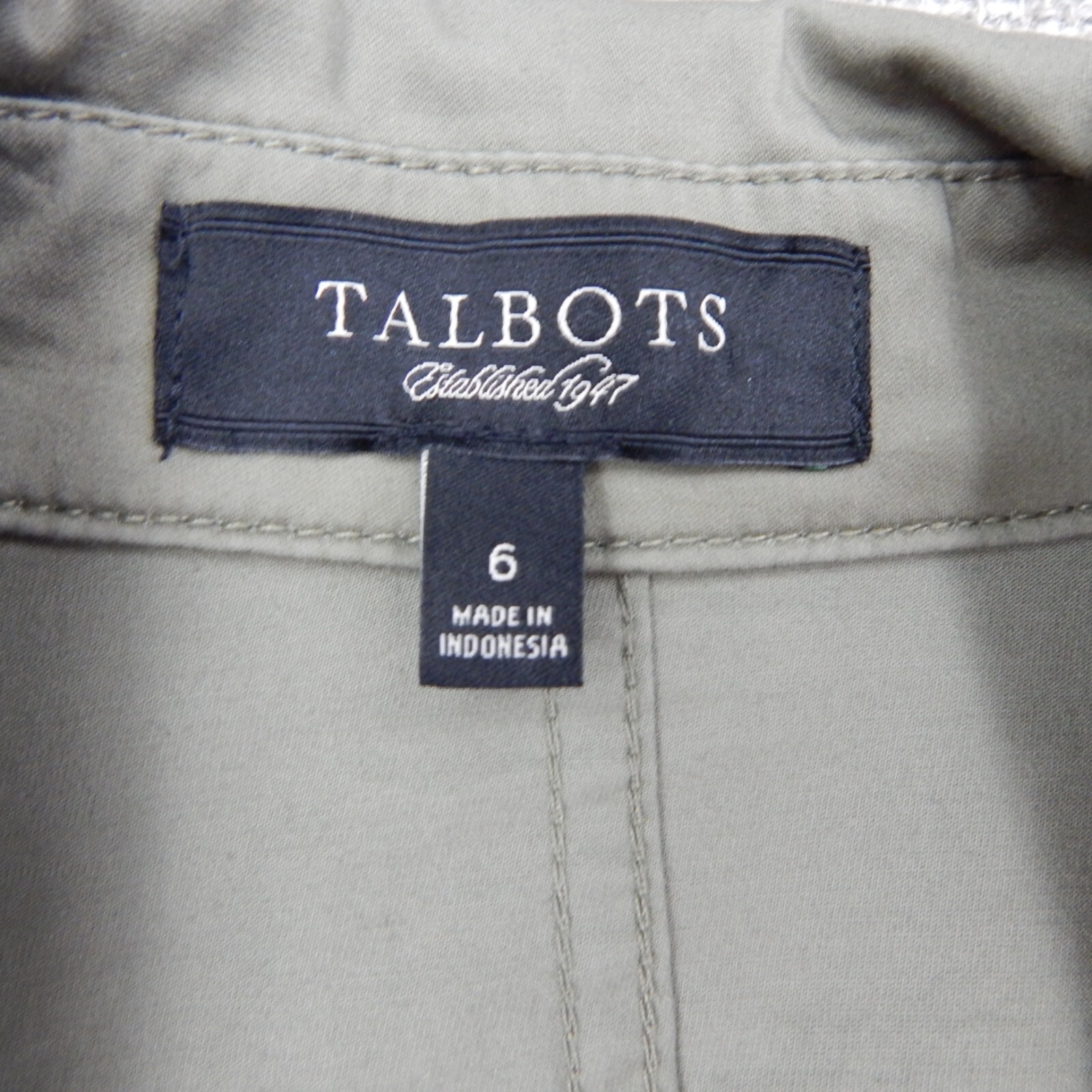 Talbots Jacket Womens Size 6 Green Utility Safari Button Front
