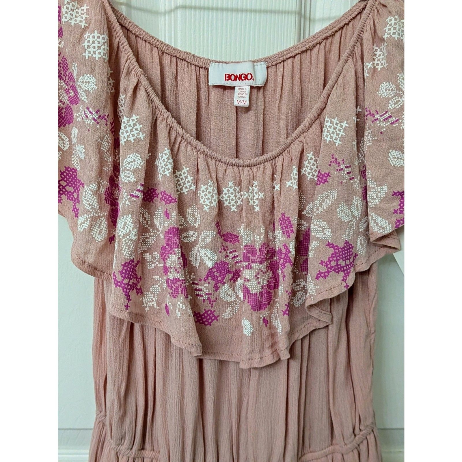 NWT! Bongo Pink Romper Off the Shoulder Ruffle Neckline | SZ Med