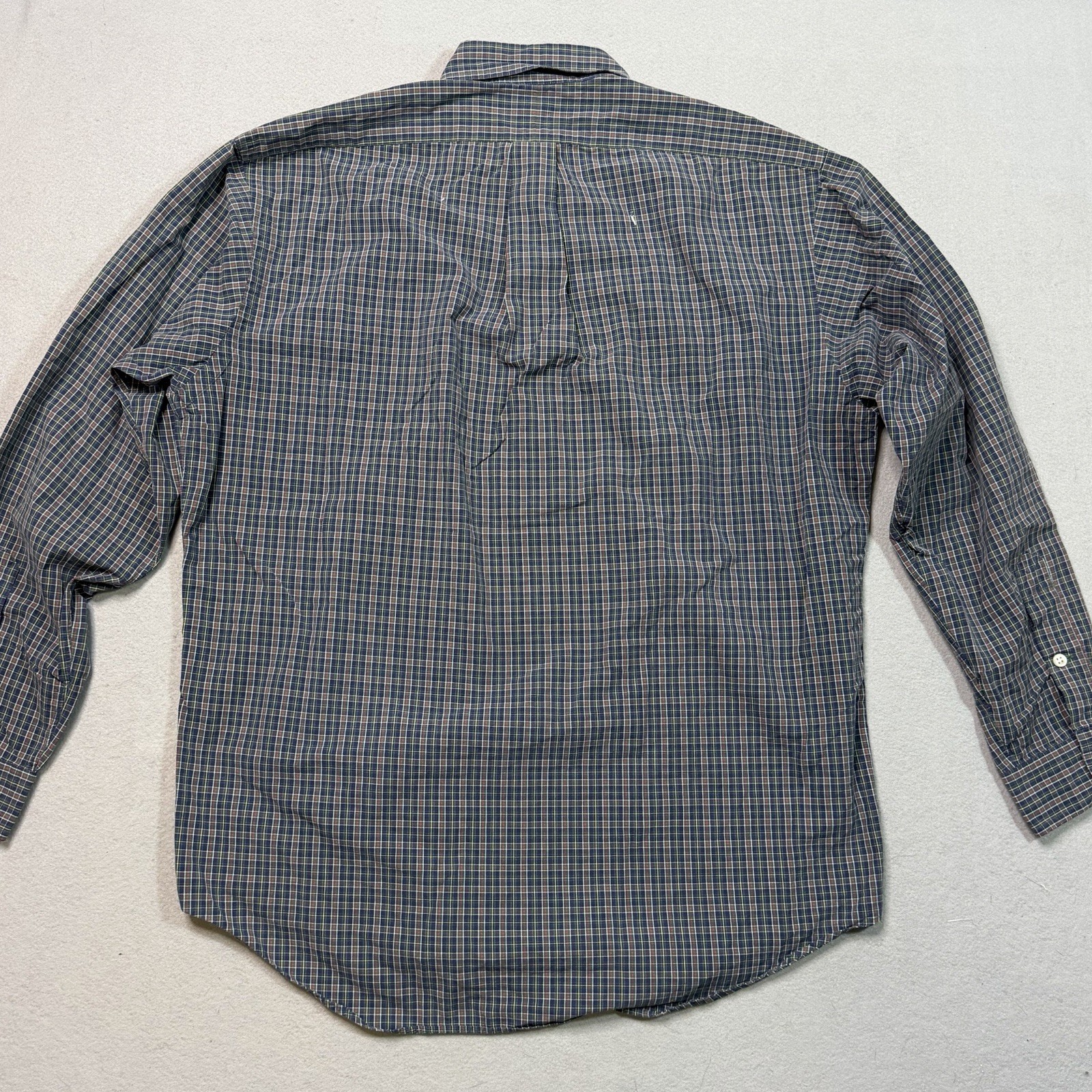 Ralph Lauren Men’s Slim Fit Button Down Plaid Checkered Shirt Grey M Medium