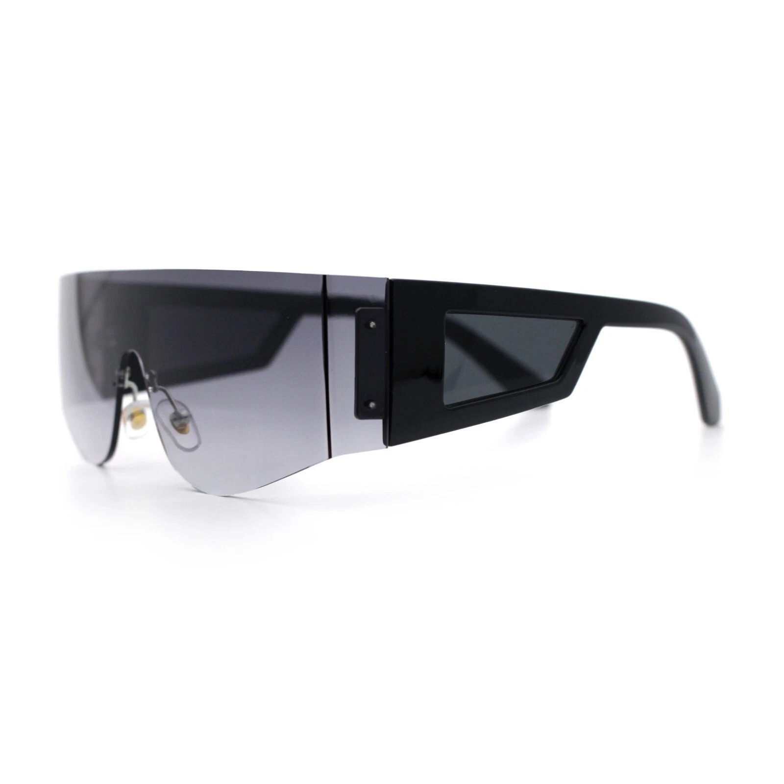 Men Sunglasses Rimless Shield Style High Fashion Events Sleek Futuristic Shape