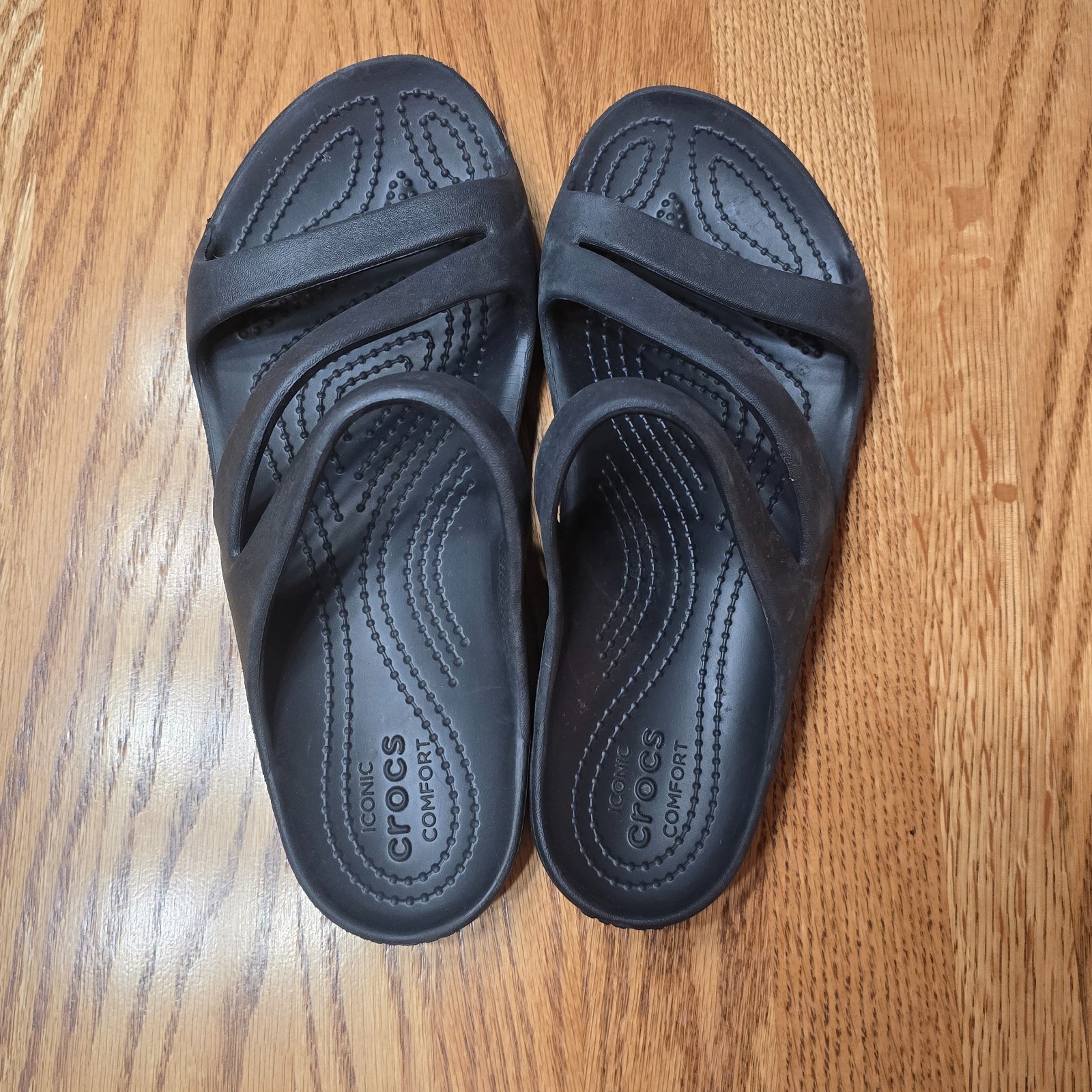 Crocs Kadee II Slip-On Strappy Sandal Black Women Size 7