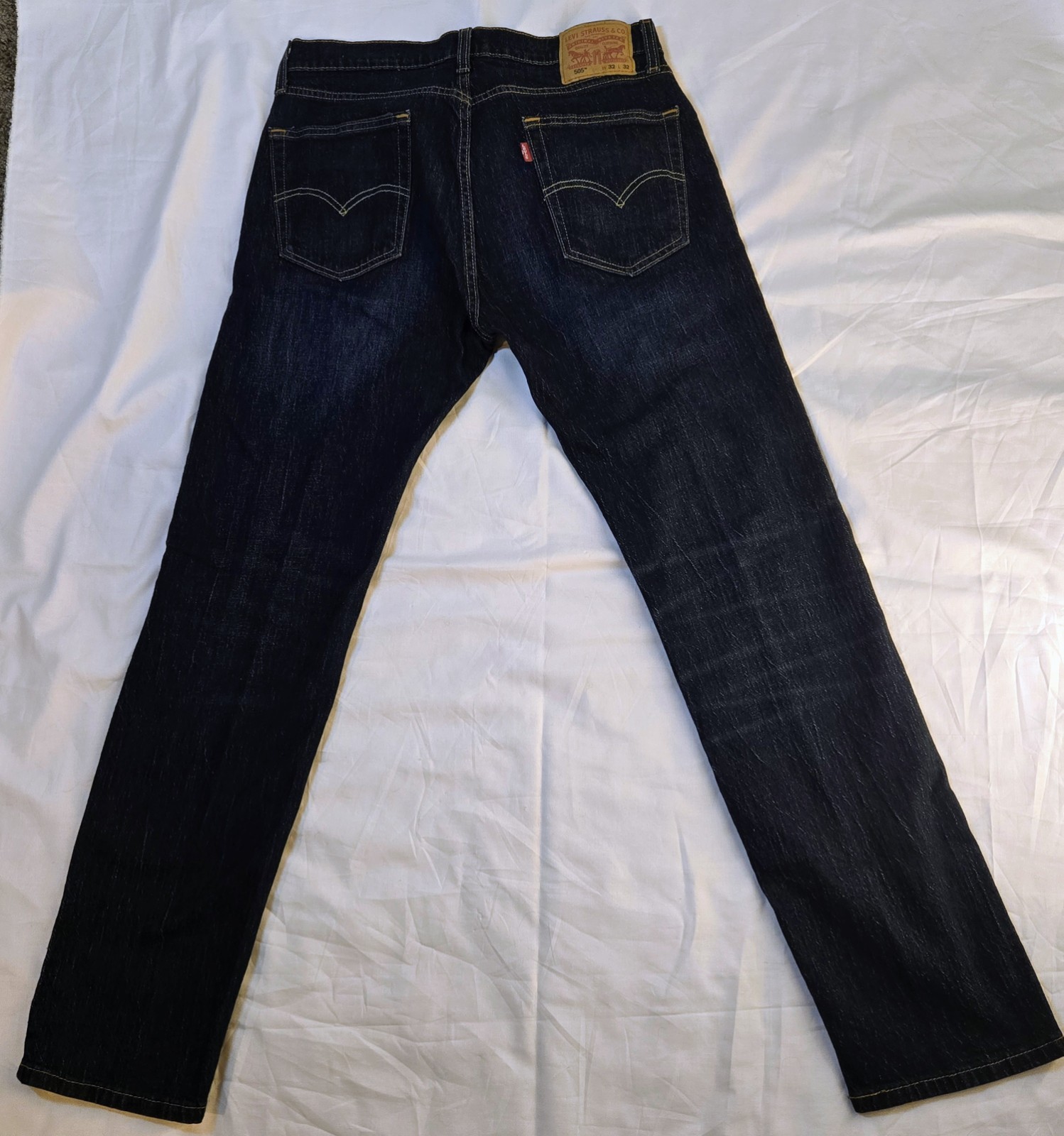 Levi’s 505 Regular Fit Jeans Men’s 32×32 Dark Wash Straight Leg Denim Red Tab