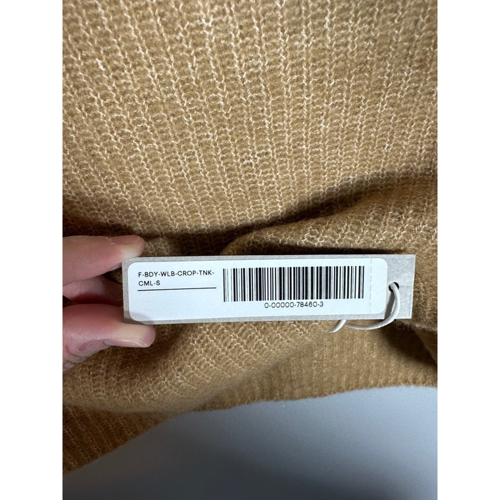 Everlane The Cozy Stretch Cropped Tank Wool Blend Camel Small NWT
