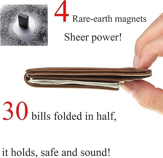 Money Clip RFID Front Pocket Wallet Men Leather Slim Minimalist Wallet