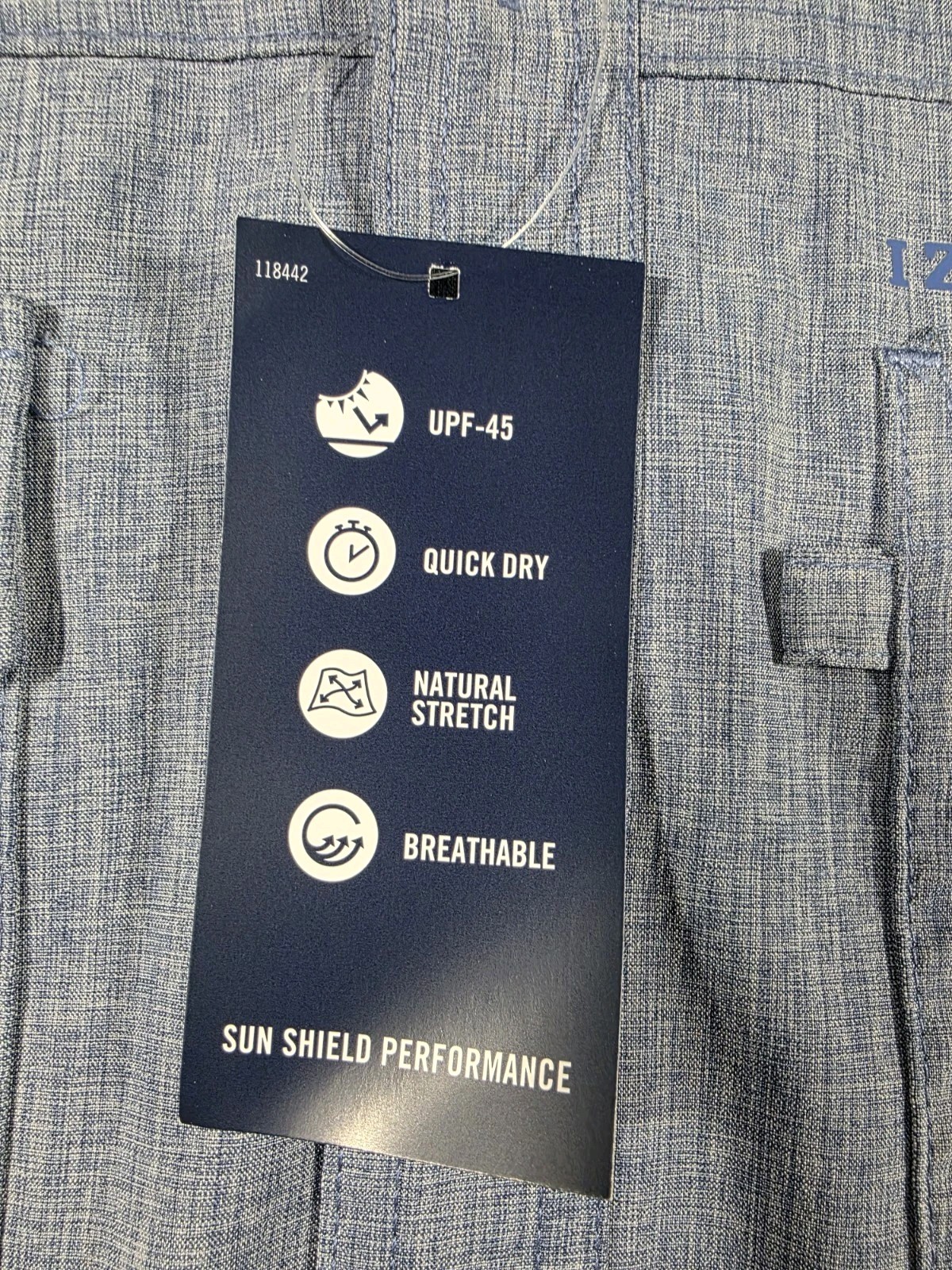 Izod Saltwater Performance Stretch Shirt Quick Dry/UPF 50/Vented/ LT Blue NWT