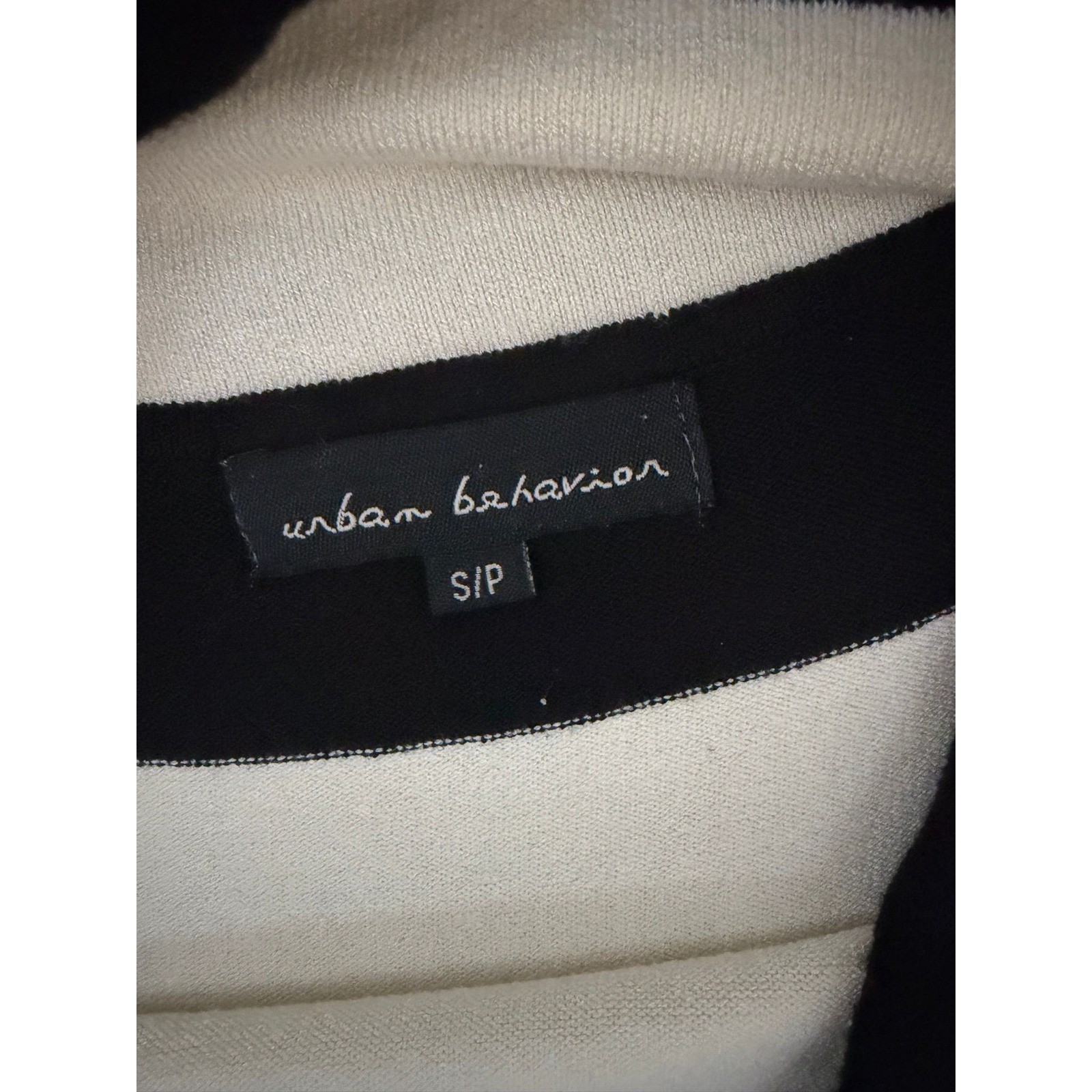 Black and White Striped Bodycon Sweater Dress Off Shoulder Cowl Neck Mini