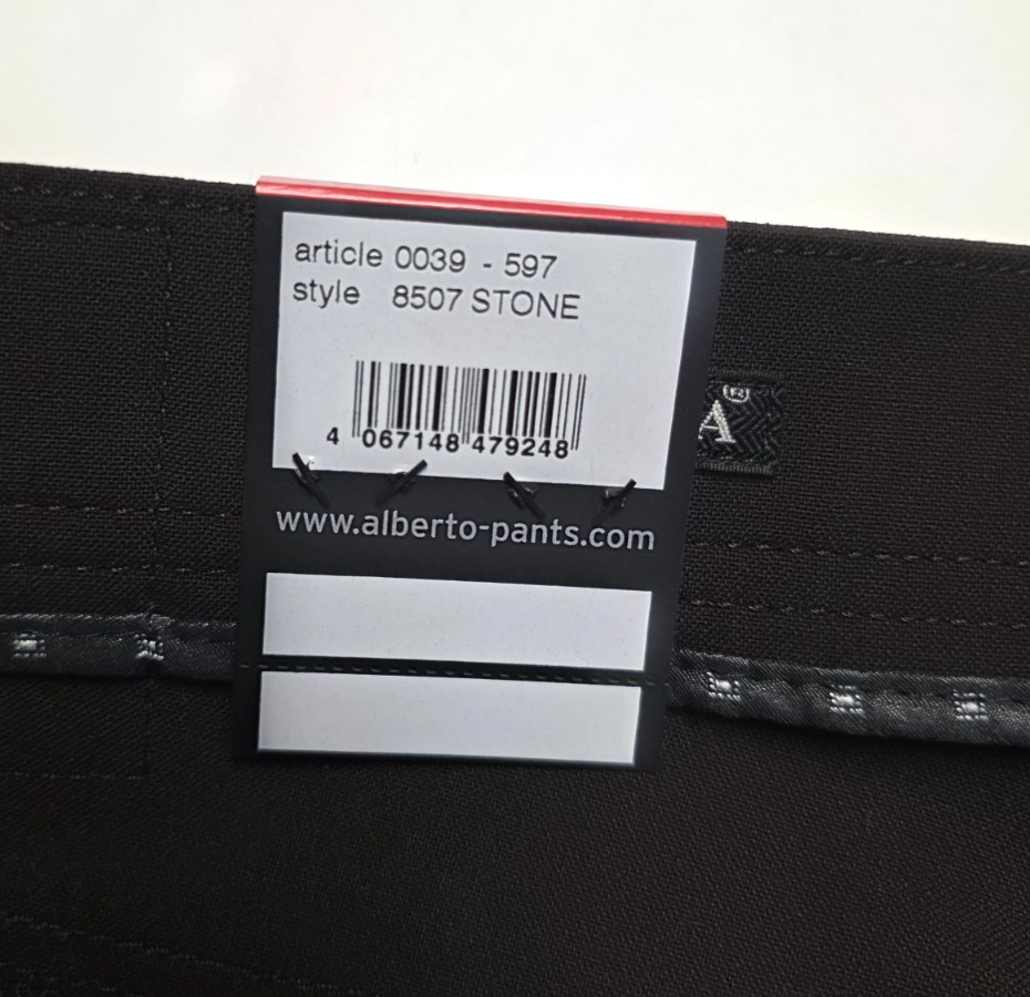 New ALBERTO Stone Ceramica MODERN FIT Casual Pants 38×30 Dark Brown Poly VISCOSE