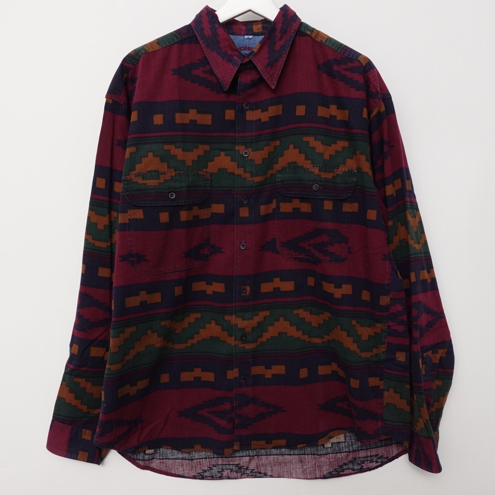 Vintage Woodhouse Cowboy Southwestern Aztec Multicolor Button Mens Shirt Large