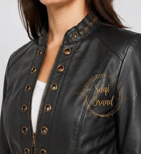 Ladies Black Genuine Leather Jacket Motorcycle Biker Slim Fit Best Custom Made