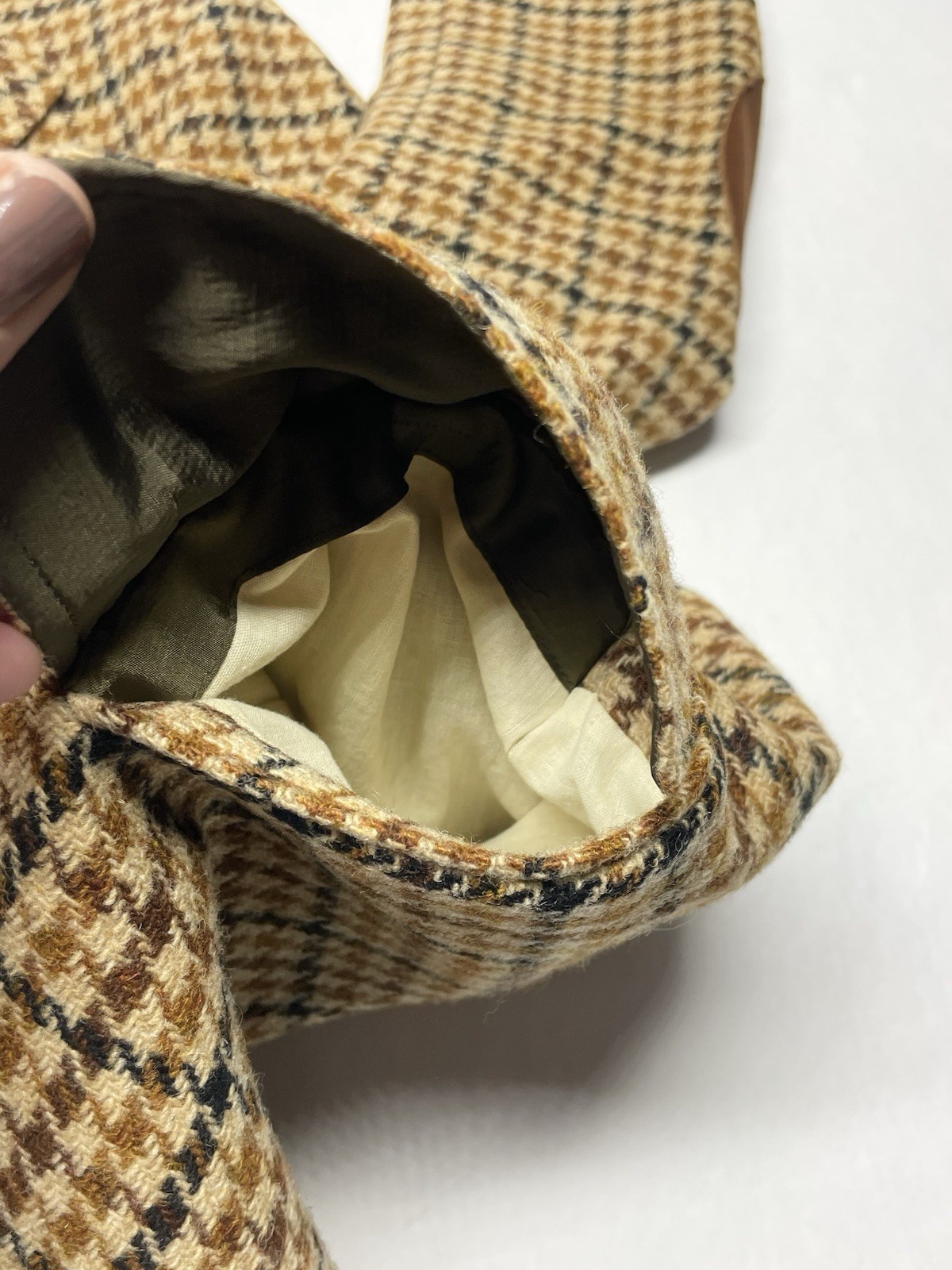 VTG Brown Plaid Elbow Patches Blazer Jacket Men 44” Preppy Hipster Retro 70s 80s