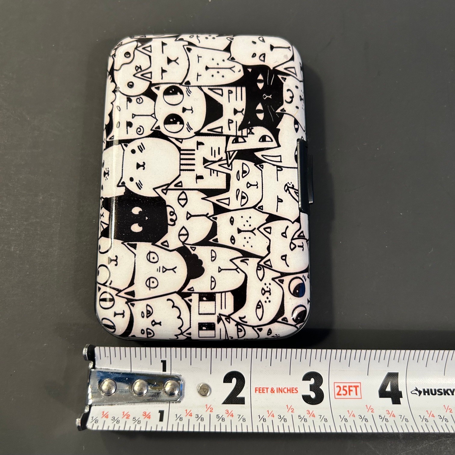 Mini Compact Wallet Black/White Cats Credit Cards Business Card Slotted Holder