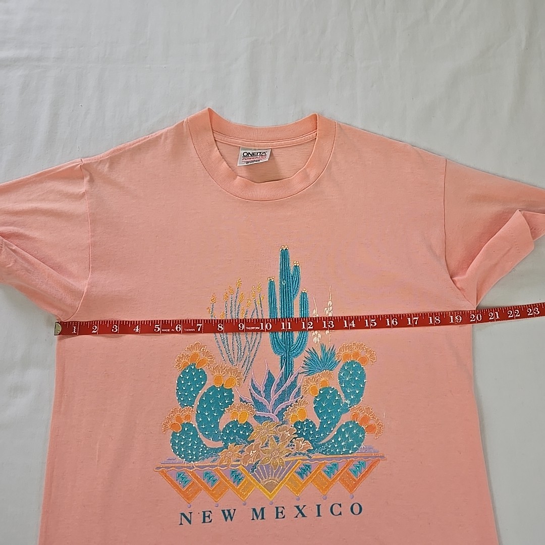 VTG 90s Single Stitch T Shirt New Mexico Cactus Puffy 3D Graphic Print Oneita M