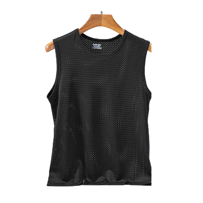 Men’s Ice Silk Mesh Tank Tops Gym Stringer Transparent Bodybuilding