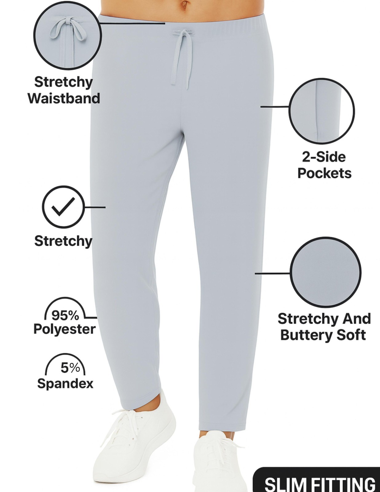4 Pack: Men’s Classic Blend Butter Soft Stretch Lounge Pants Sizes S-2XL