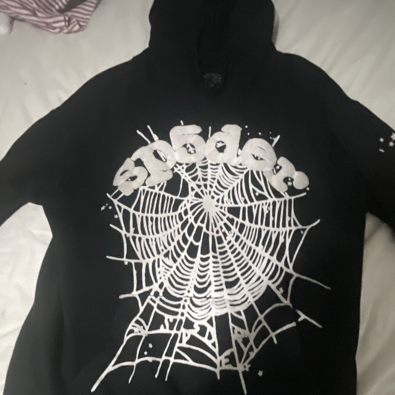 sp5der Black Men’s M Cotton Fleece Pullover Hoodie Graphic Print
