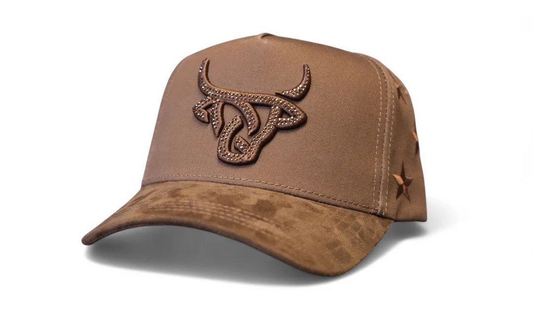 Lost Calf All Star Brown A-Frame Embroidered and Rhinestone Embellished Hat