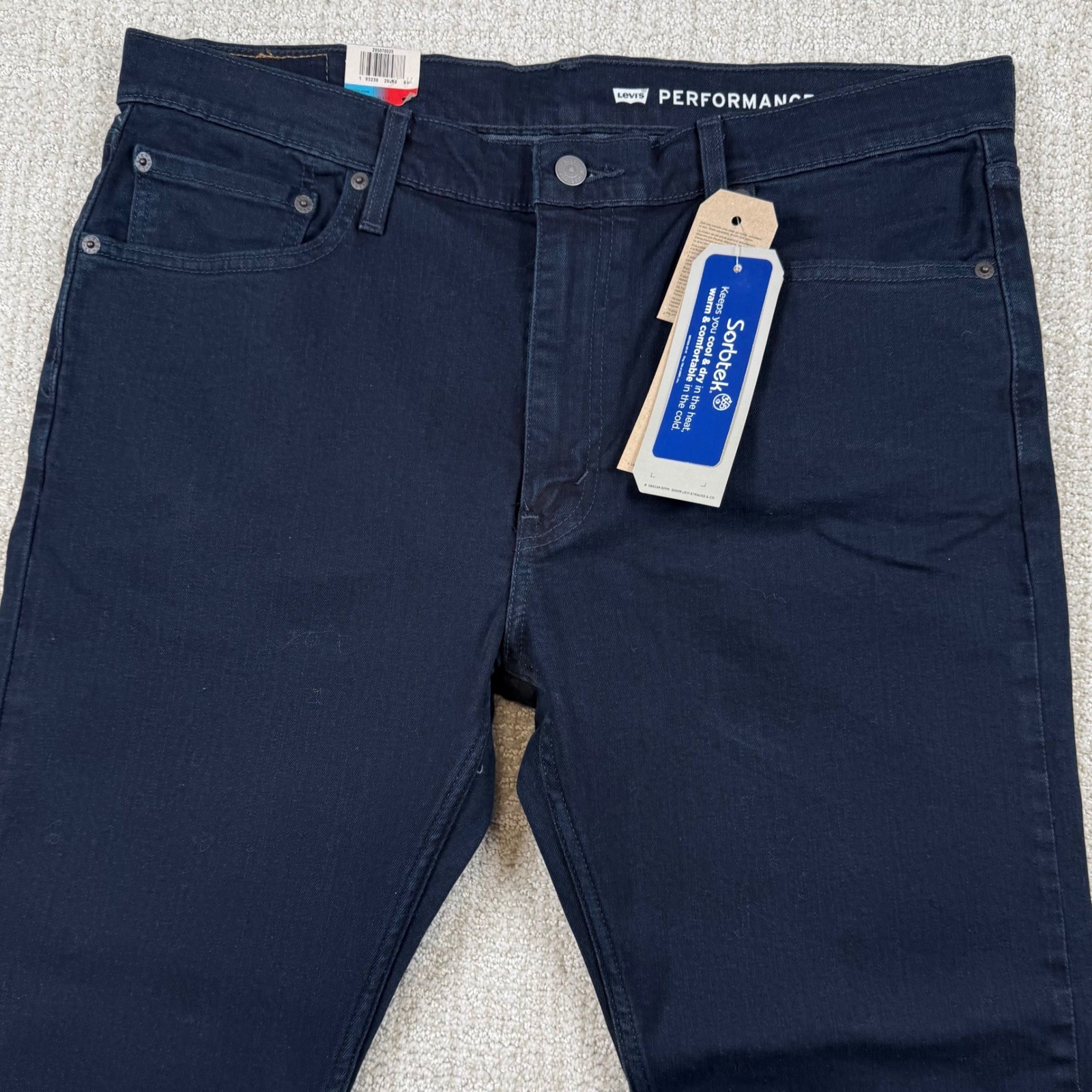 NEW Levi’s 502 Men 36×30 Dark Wash Taper Performance All Seasons Tech Blue Jeans