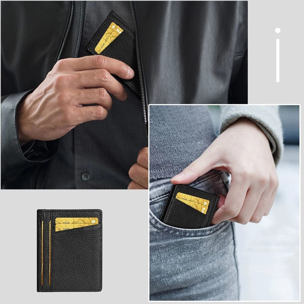 Men Real Leather Bifold Wallet Credit Card Drivers License Holder with ID Window