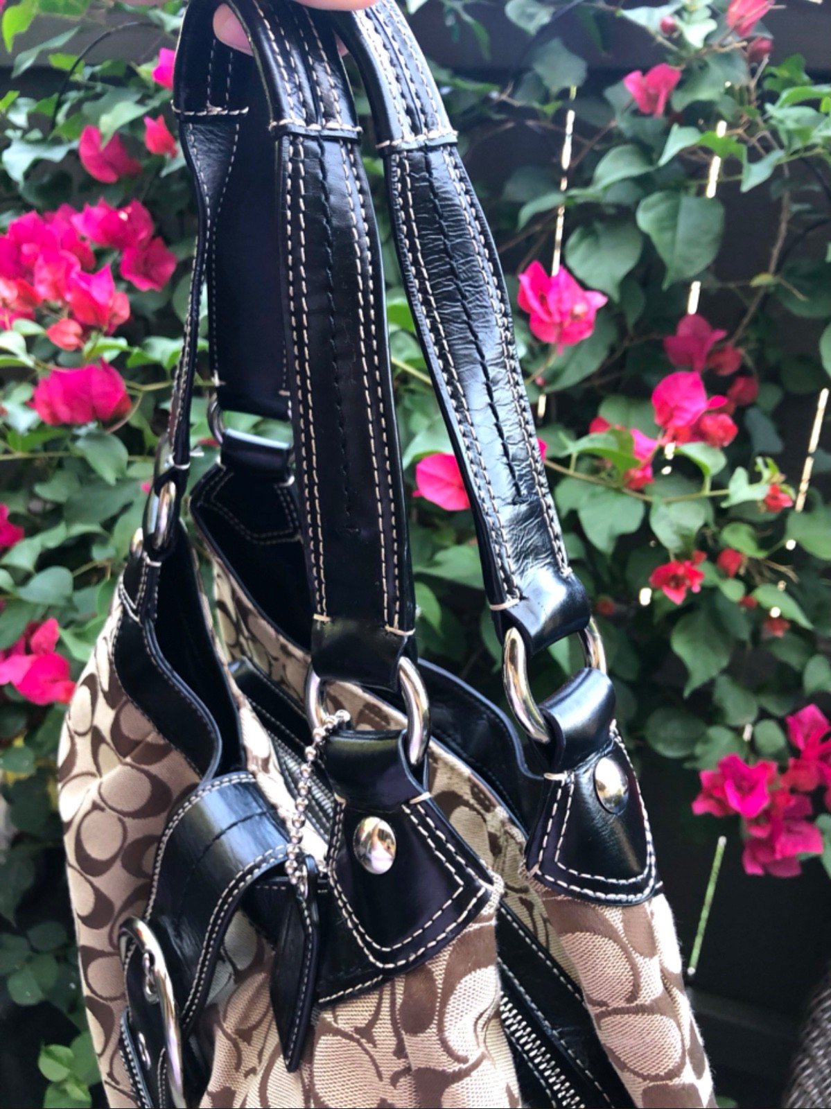 Coach Soho Lynn Large Hobo Shoulder Y2K Bag Brown Canvas F15083