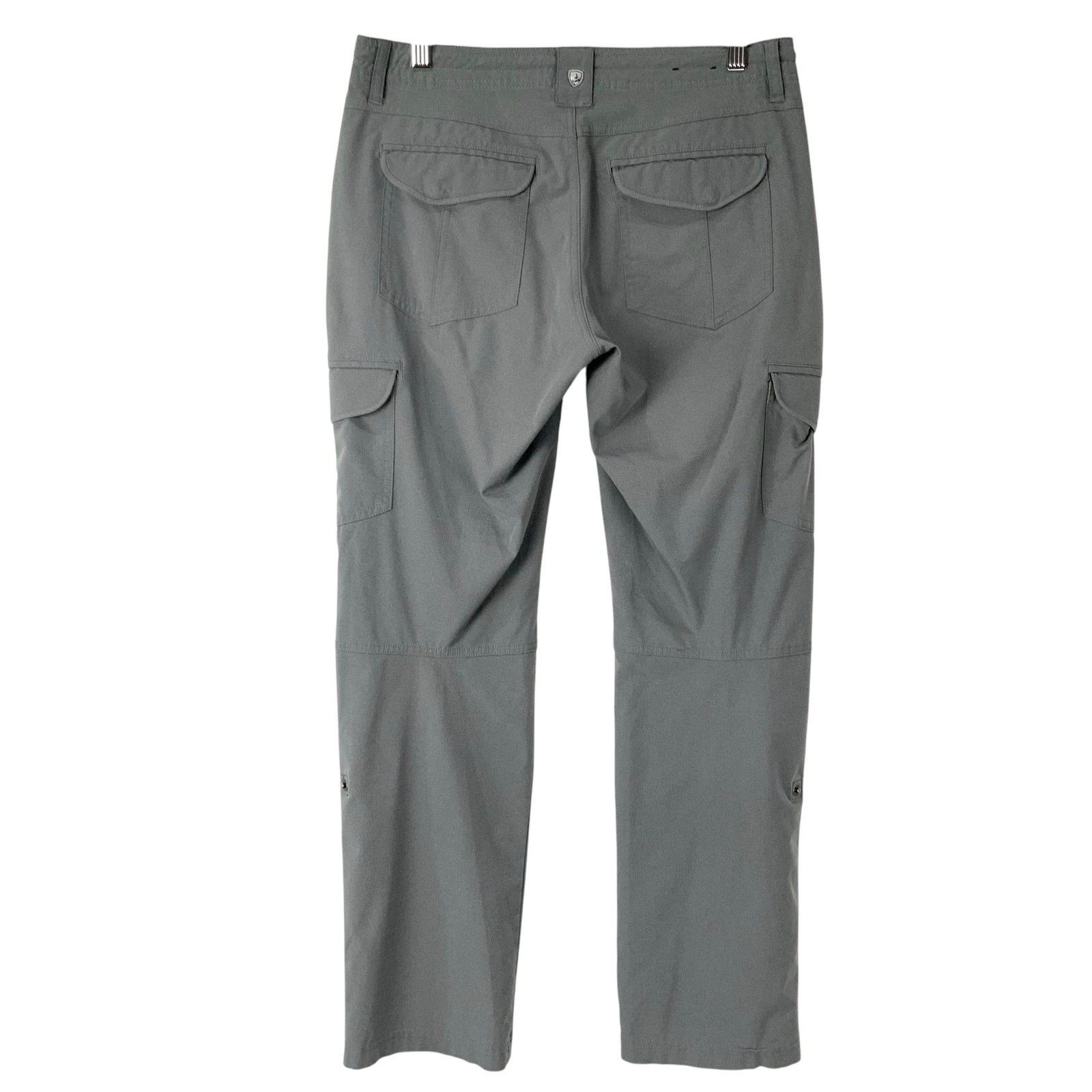 KUHL Gray Cargo Pants 6 Short Button Zip Fly Mid Rise Straight Leg Roll Up Snaps