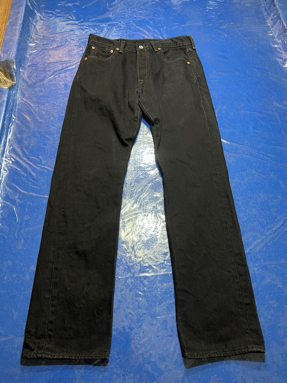 Levis 501 Jeans Mens 30×32 Black Denim Straight Charcoal Wash Button fly Work