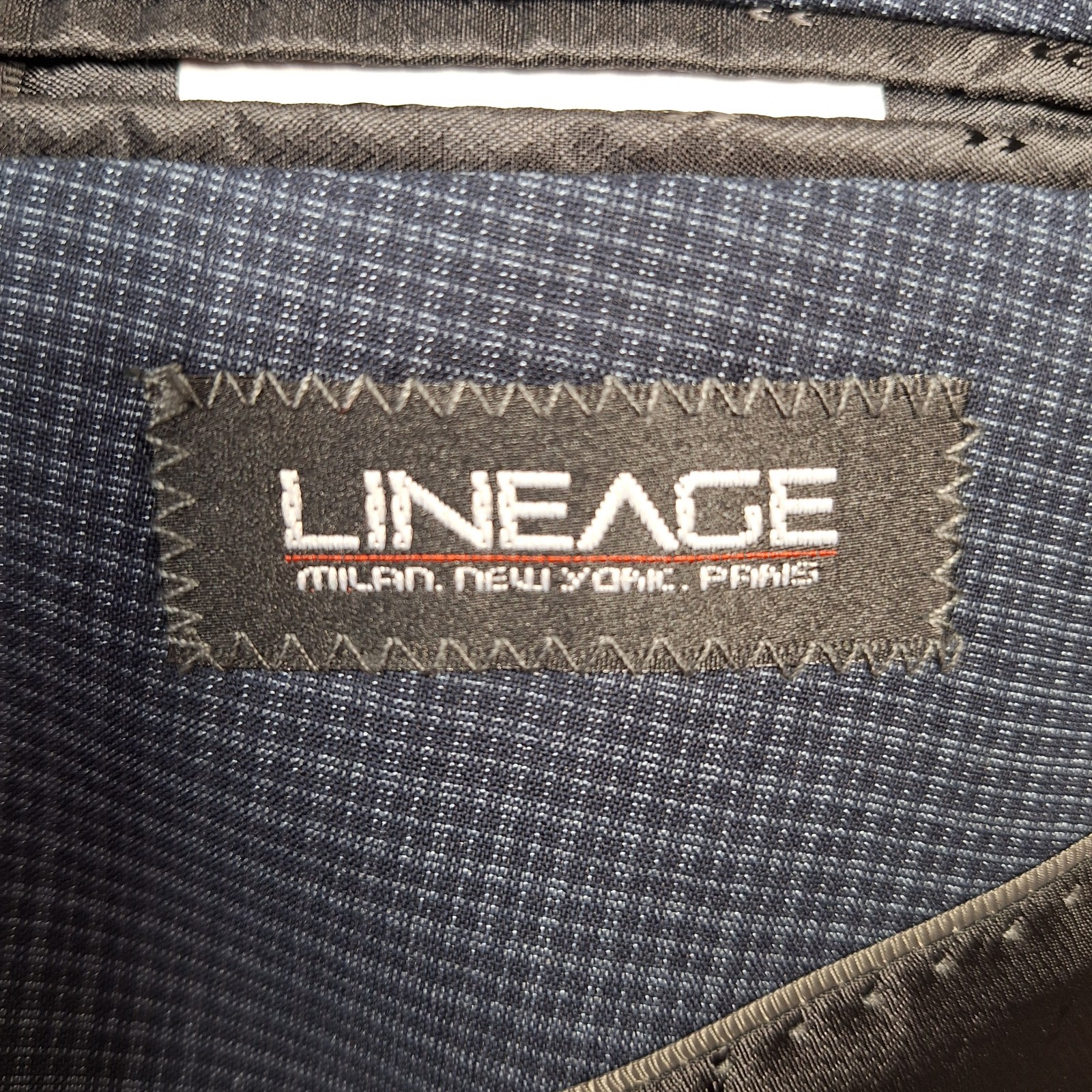 Lineage Suit 2 Piece Mens 44L 38X30 Blue Gray Plaid Double Vented