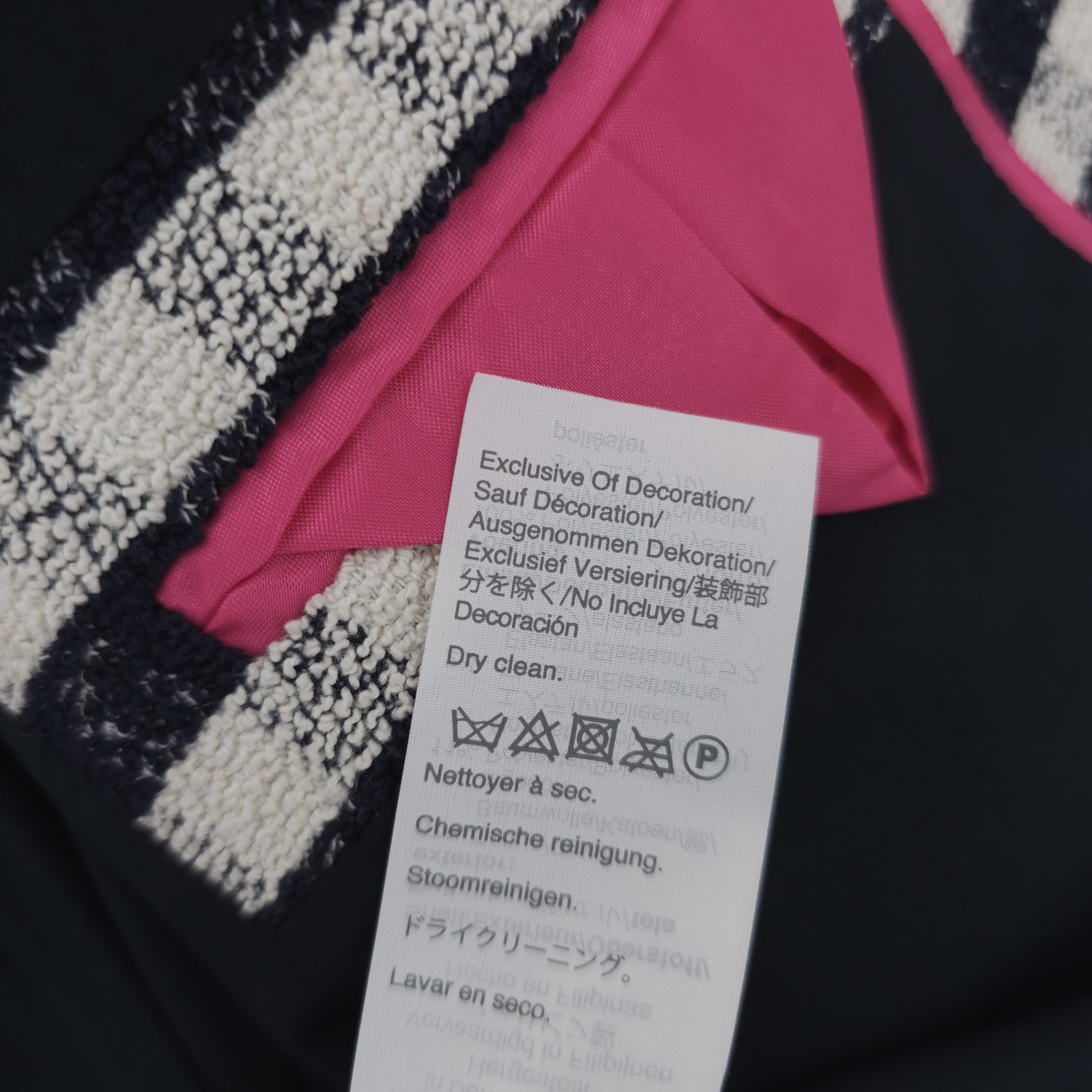 NWT J CREW Grosgrain Trim Jacket Gingham Tweed Navy Ivory Pink Gold Button Sz 2