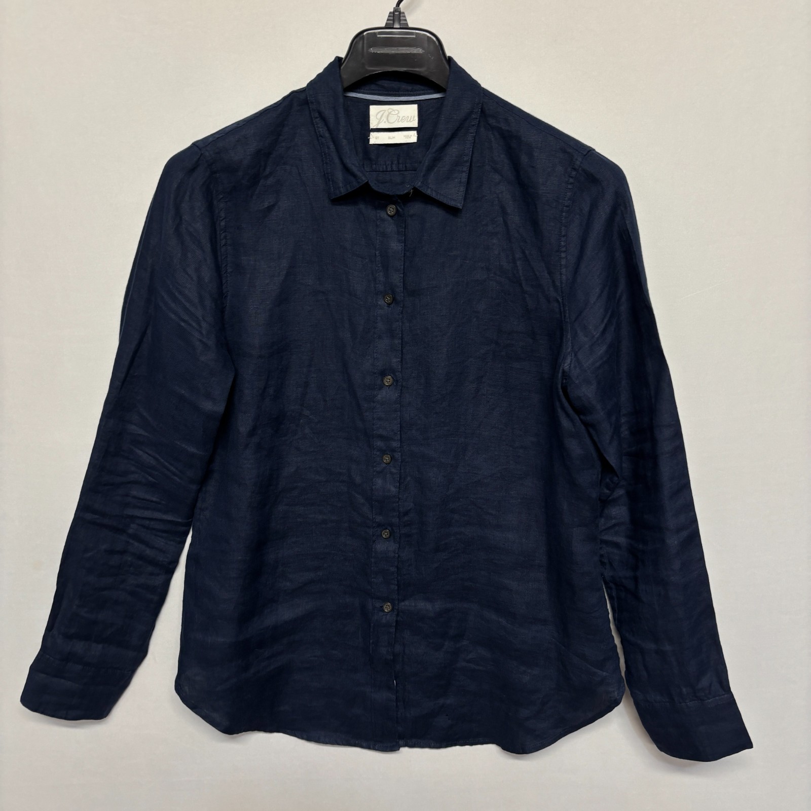 J. Crew Baird McNutt Women Irish Linen Slim Shirt Top Size 12T 12 Tall C130 -19