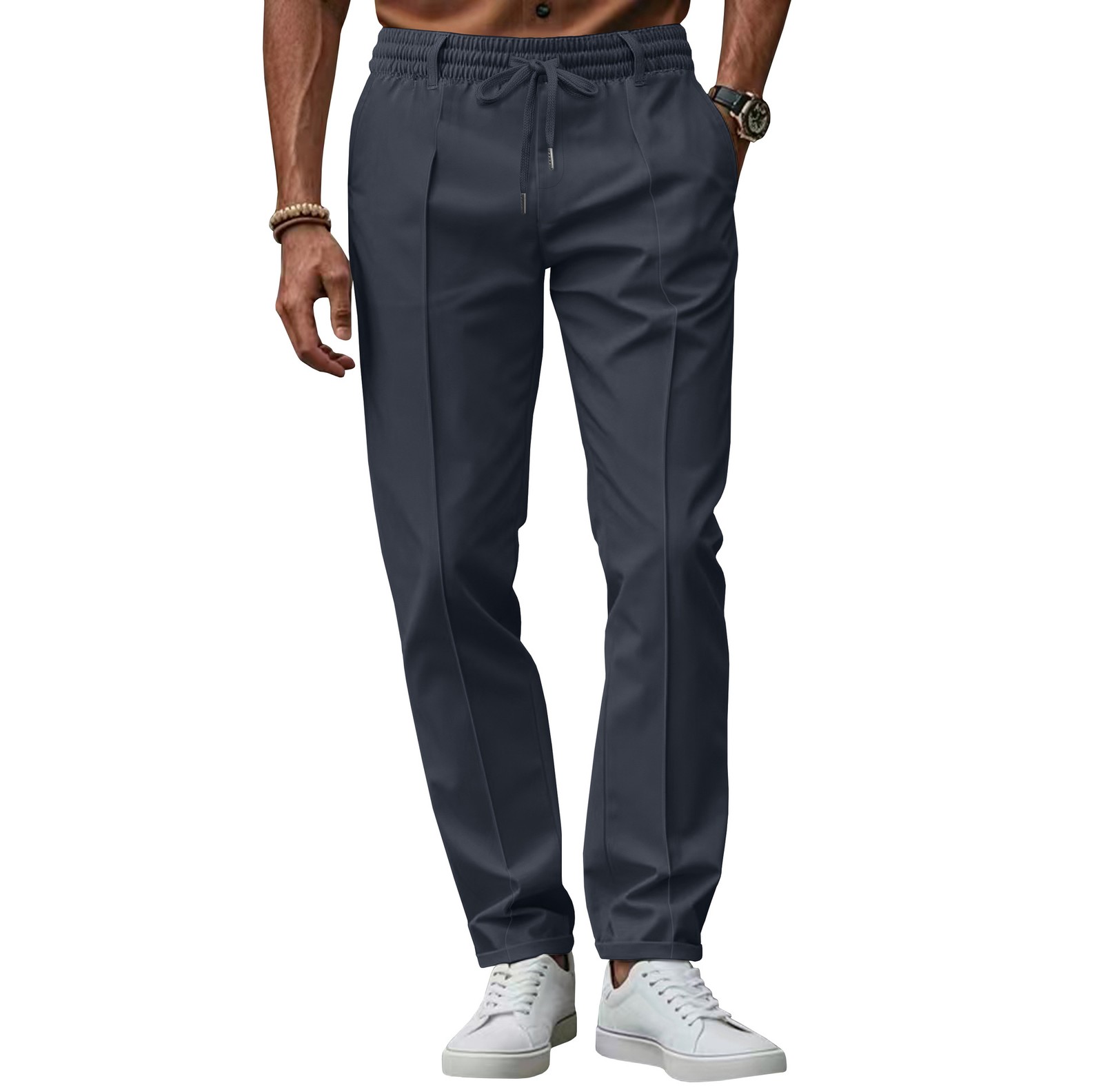 Spring Autumn Solid Minimalist Slim Fit Casual Pants