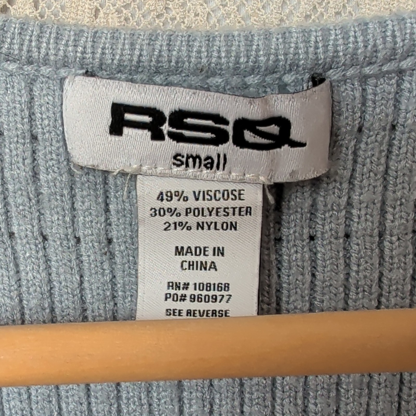 RSQ Blue V-Neck Button Rib-Knit Cardigan Sweater Long Sleeve Womens S