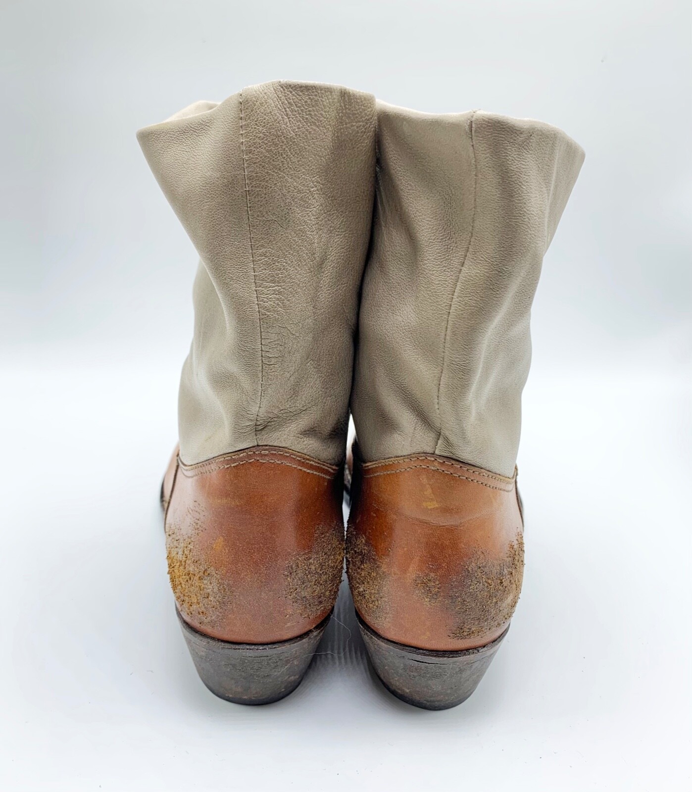 $950 Golden Goose Tribute Distressed Cowboy Western Ankle Boots Brown Grey 38