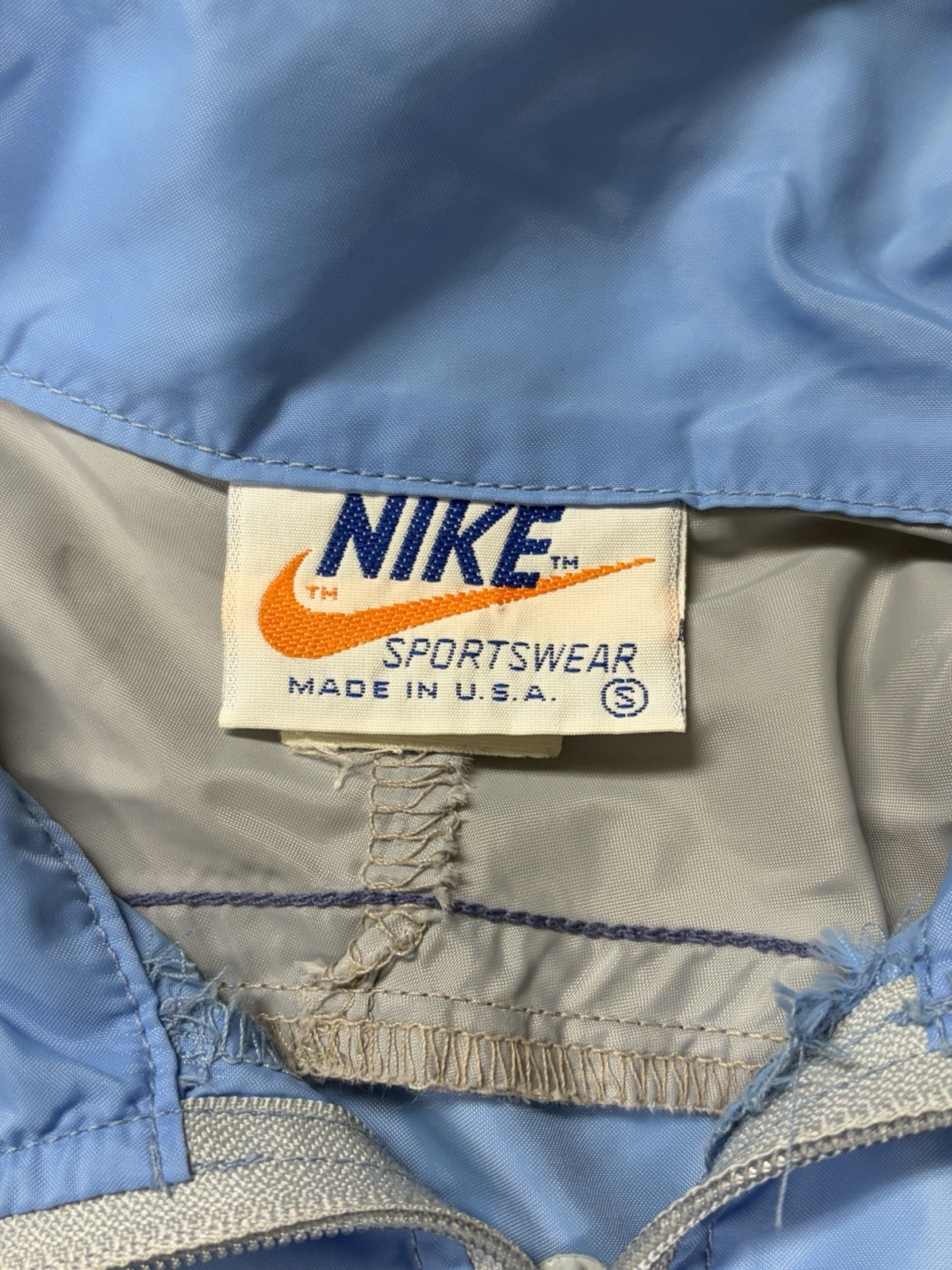 Vintage Made in USA 70s/80s Nike Zip Up Windbreaker Jacket Mens Size Small Blue