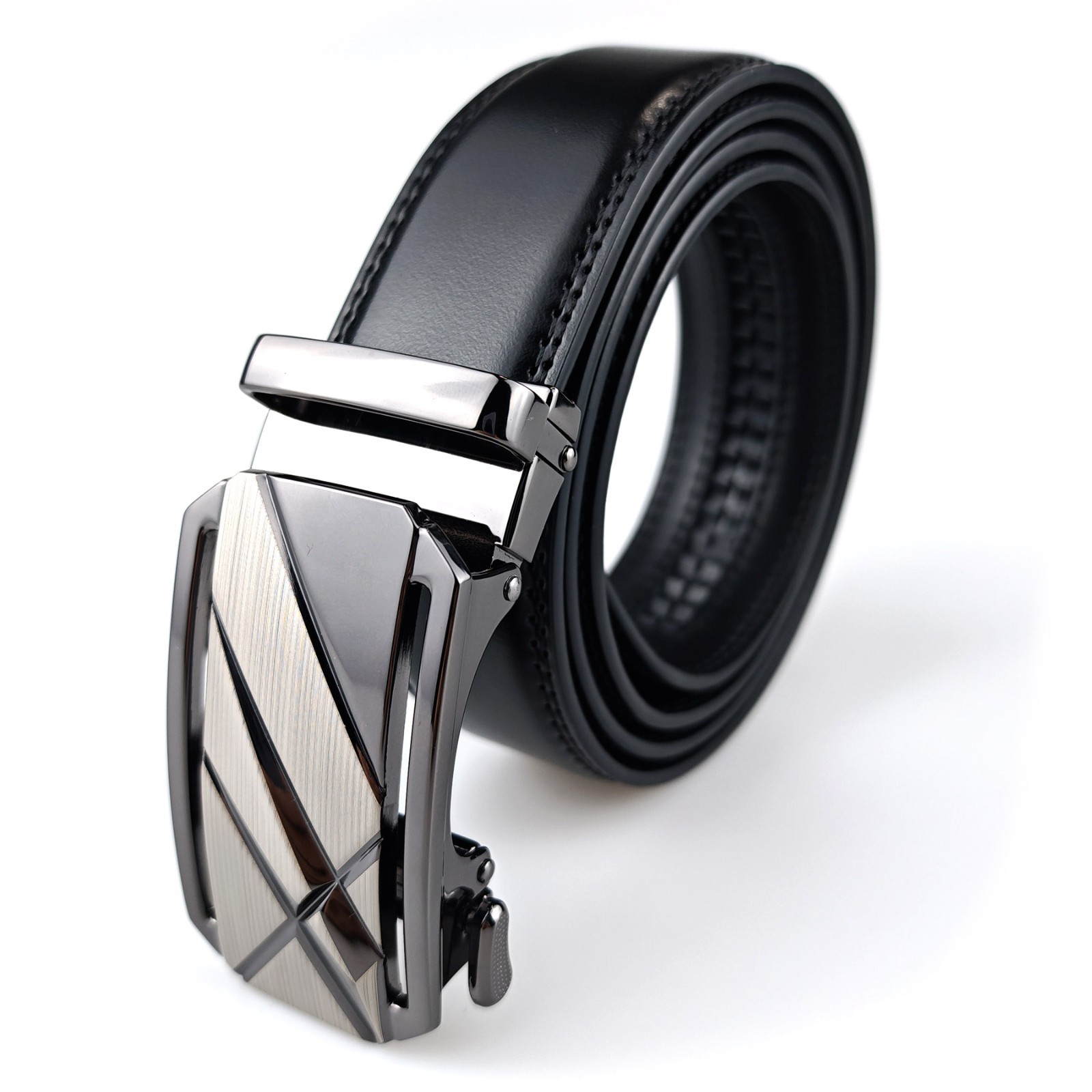 Genuine Leather Mens Ratchet Belt Belts For Men Adjustable Automatic Buckle