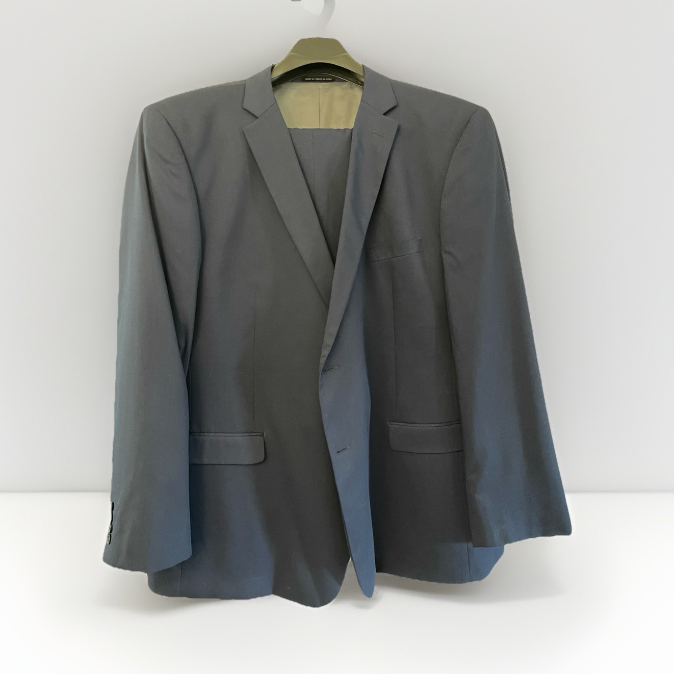 Perry Ellis Portfolio 54L Blue Twill Slim Suit 2PC 50W Unhemmed 2-Button Notch