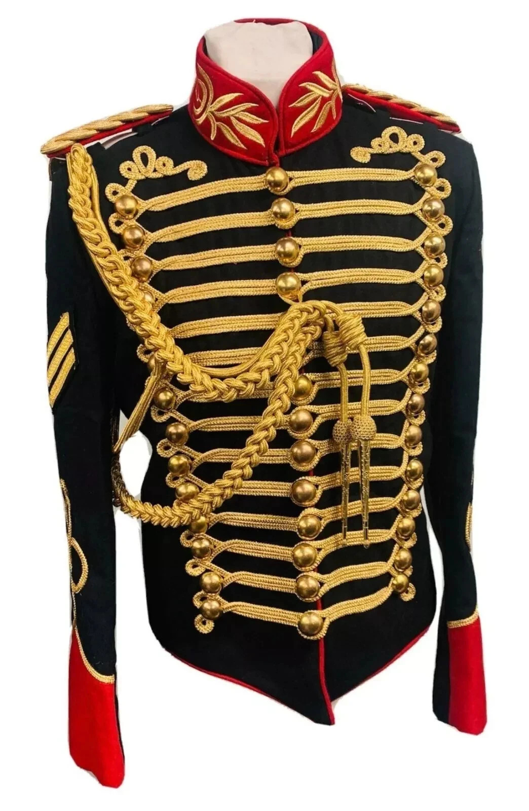 Men’s Military Dress Hussar Officer Jacket Aiguillette Embellished Ceremonial Un