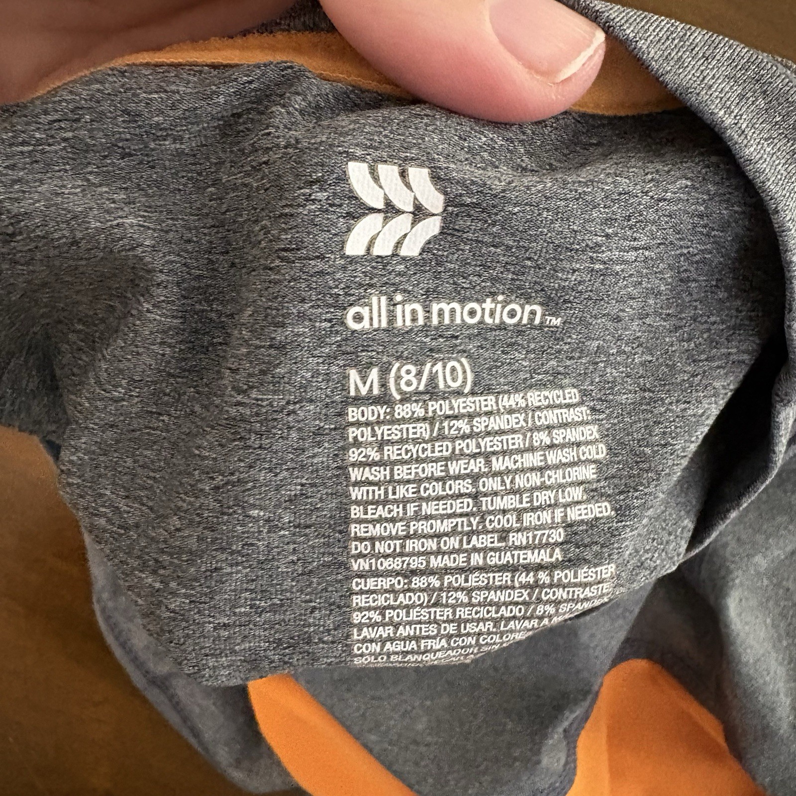 All In Motion Boys 8/10 Sports Tshirt Grey Orange Casual Summer School K7