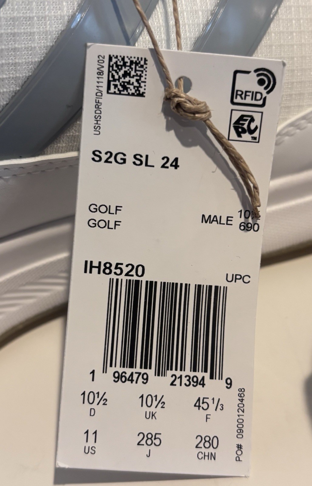 Adidas S2G 24 Spikeless Golf Shoes Cloud White Halo Silver Gum IH8520 Size 11