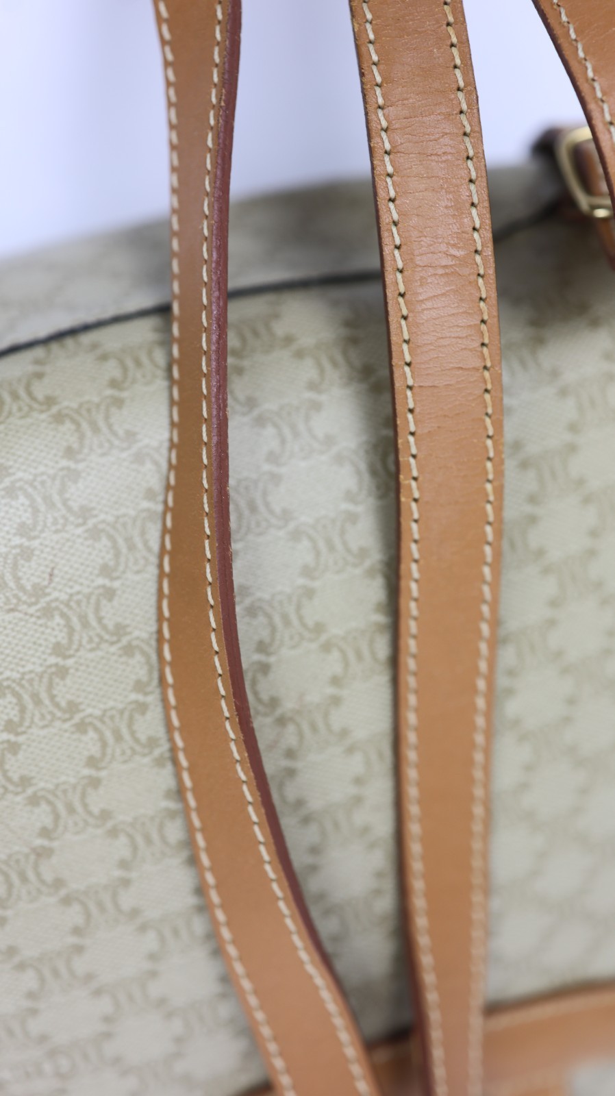 Rare Auth CELINE Vintage Beige Macadam Canvas Backpack – Monogram Rucksack Purse